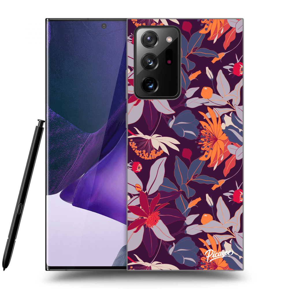 Picasee Samsung Galaxy Note 20 Ultra Hülle - Schwarzes Silikon - Purple Leaf