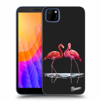 Picasee Huawei Y5P Hülle - Schwarzes Silikon - Flamingos couple