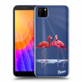Picasee Huawei Y5P Hülle - Transparentes Silikon - Flamingos couple