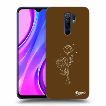 Picasee Xiaomi Redmi 9 Hülle - Transparentes Silikon - Brown flowers