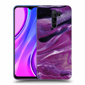 Picasee Xiaomi Redmi 9 Hülle - Schwarzes Silikon - Purple glitter