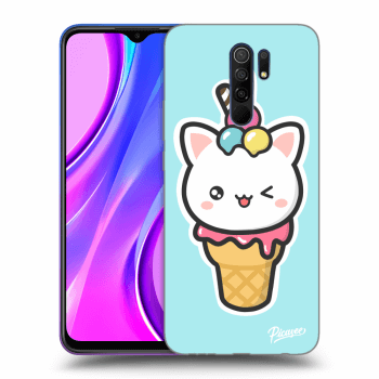 Picasee Xiaomi Redmi 9 Hülle - Schwarzes Silikon - Ice Cream Cat