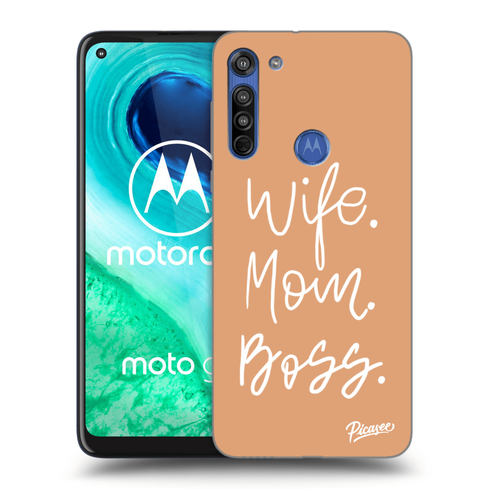Picasee Motorola Moto G8 Hülle - Transparentes Silikon - Boss Mama