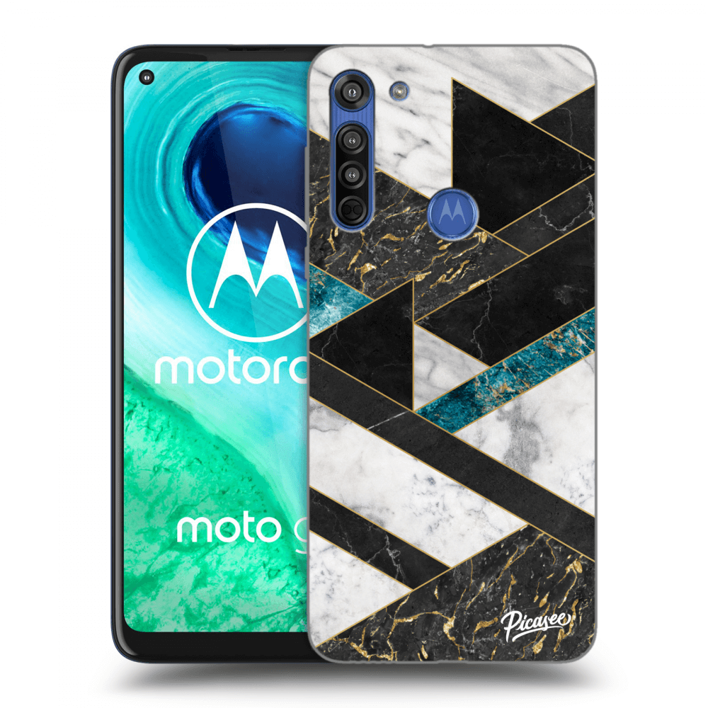 Picasee Motorola Moto G8 Hülle - Transparentes Silikon - Dark geometry