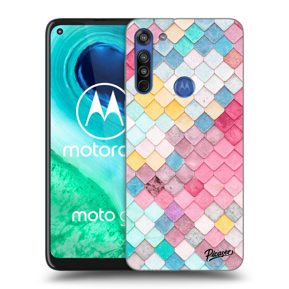 Picasee Motorola Moto G8 Hülle - Schwarzes Silikon - Colorful roof