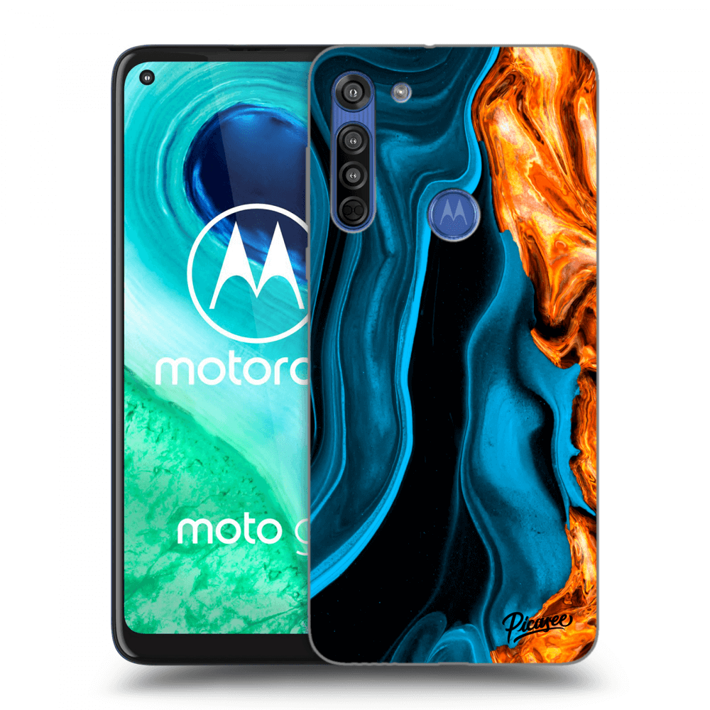 Picasee Motorola Moto G8 Hülle - Transparentes Silikon - Gold blue