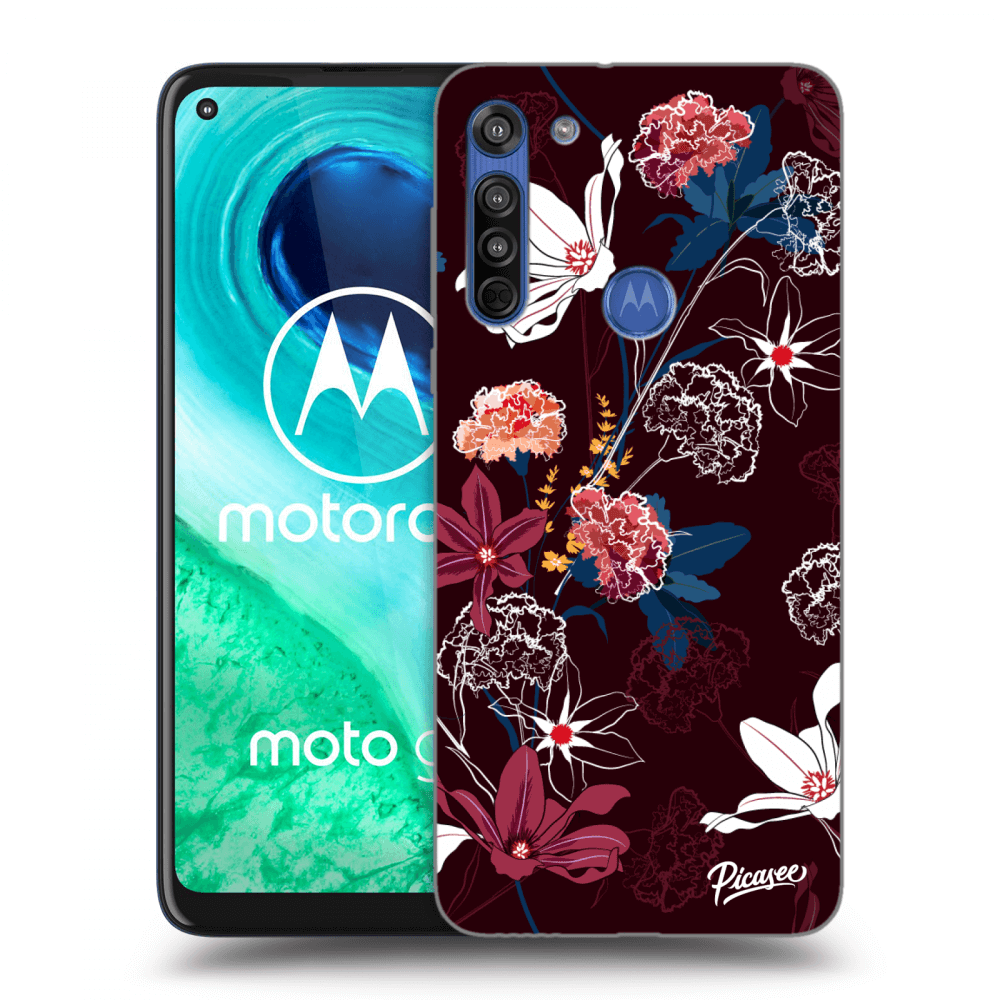 Picasee Motorola Moto G8 Hülle - Schwarzes Silikon - Dark Meadow