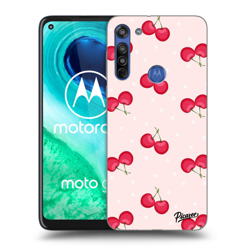 Picasee Motorola Moto G8 Hülle - Transparentes Silikon - Cherries