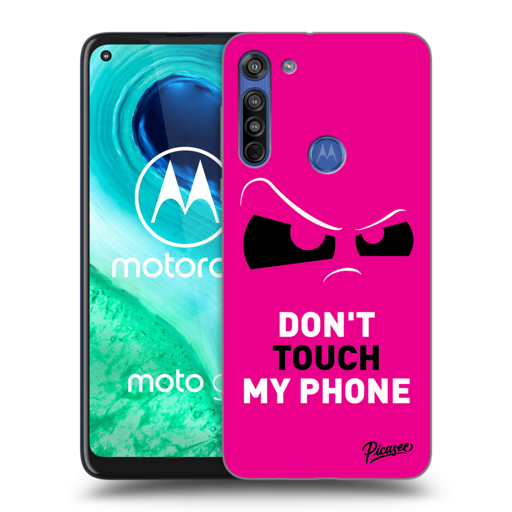 Picasee Motorola Moto G8 Hülle - Schwarzes Silikon - Cloudy Eye - Pink