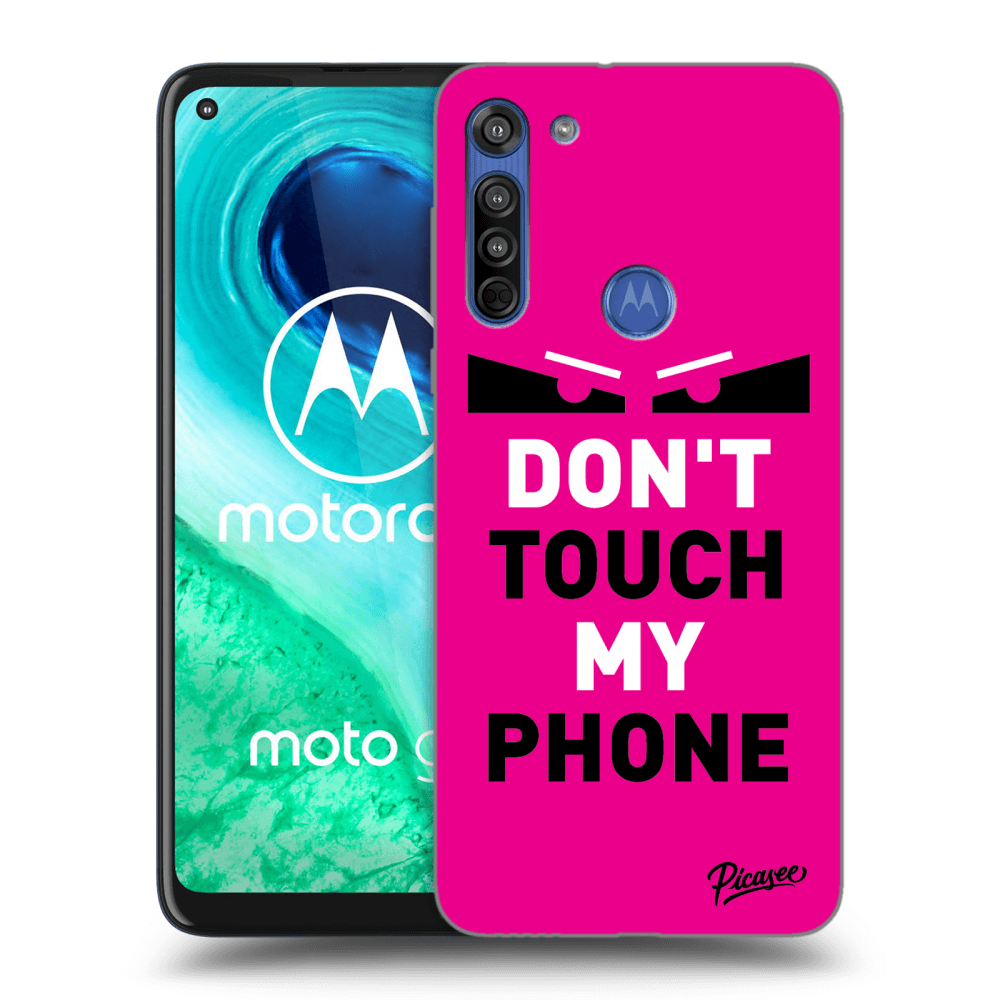 Picasee Motorola Moto G8 Hülle - Schwarzes Silikon - Shadow Eye - Pink