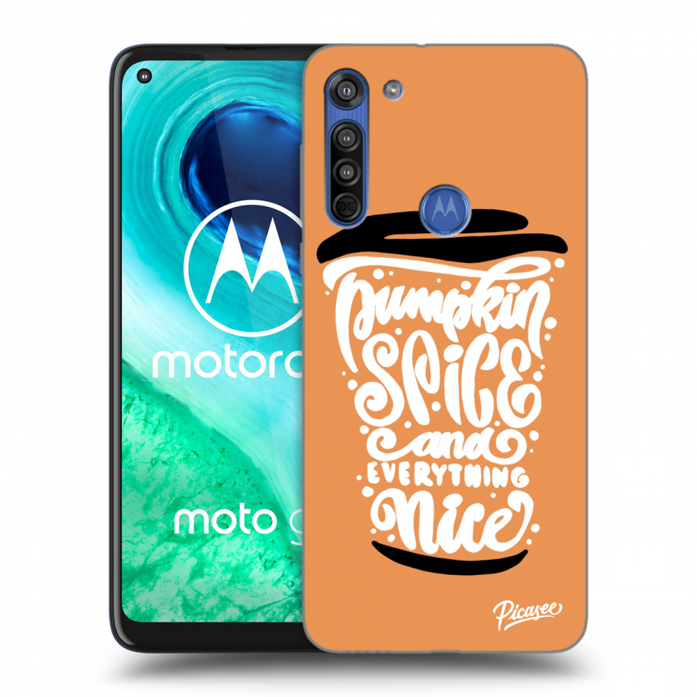 Picasee Motorola Moto G8 Hülle - Transparentes Silikon - Pumpkin coffee