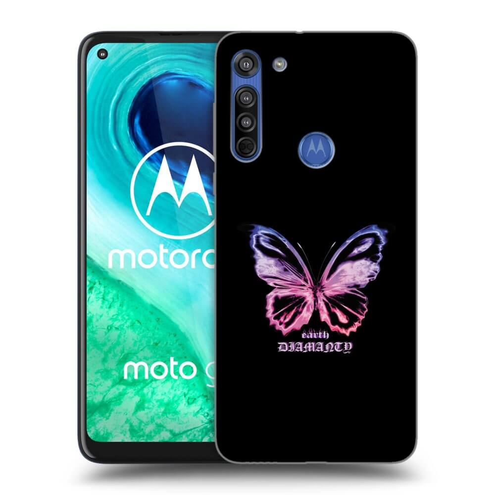 Picasee Motorola Moto G8 Hülle - Transparentes Silikon - Diamanty Purple