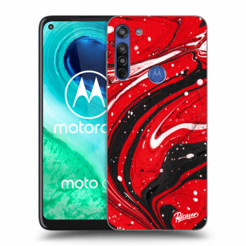 Picasee Motorola Moto G8 Hülle - Transparentes Silikon - Red black