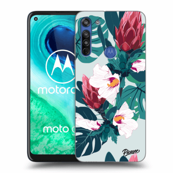 Picasee Motorola Moto G8 Hülle - Schwarzes Silikon - Rhododendron