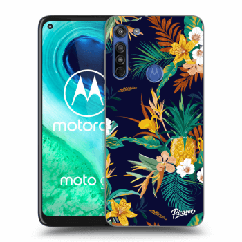 Picasee Motorola Moto G8 Hülle - Schwarzes Silikon - Pineapple Color