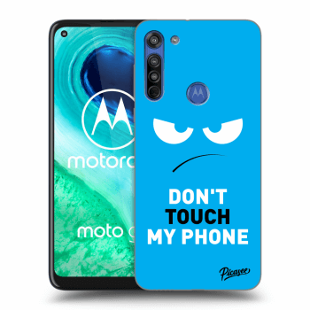 Picasee Motorola Moto G8 Hülle - Schwarzes Silikon - Angry Eyes - Blue