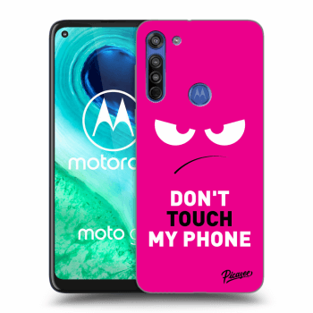 Picasee Motorola Moto G8 Hülle - Transparentes Silikon - Angry Eyes - Pink