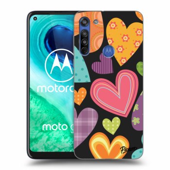 Picasee Motorola Moto G8 Hülle - Schwarzes Silikon - Colored heart