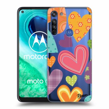 Picasee Motorola Moto G8 Hülle - Transparentes Silikon - Colored heart
