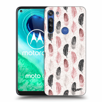 Picasee Motorola Moto G8 Hülle - Schwarzes Silikon - Feather 2