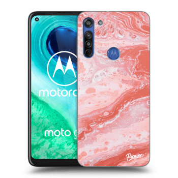 Picasee Motorola Moto G8 Hülle - Schwarzes Silikon - Red liquid