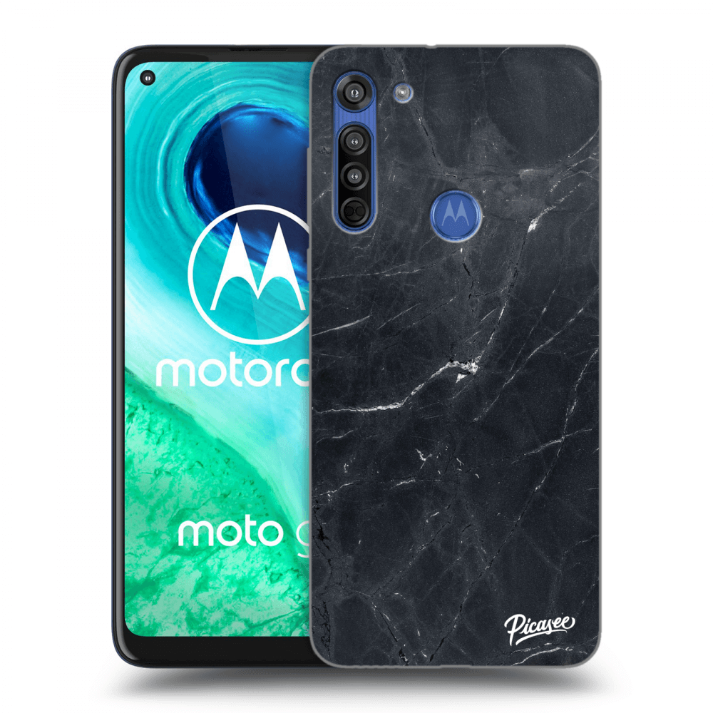 Picasee Motorola Moto G8 Hülle - Schwarzes Silikon - Black marble