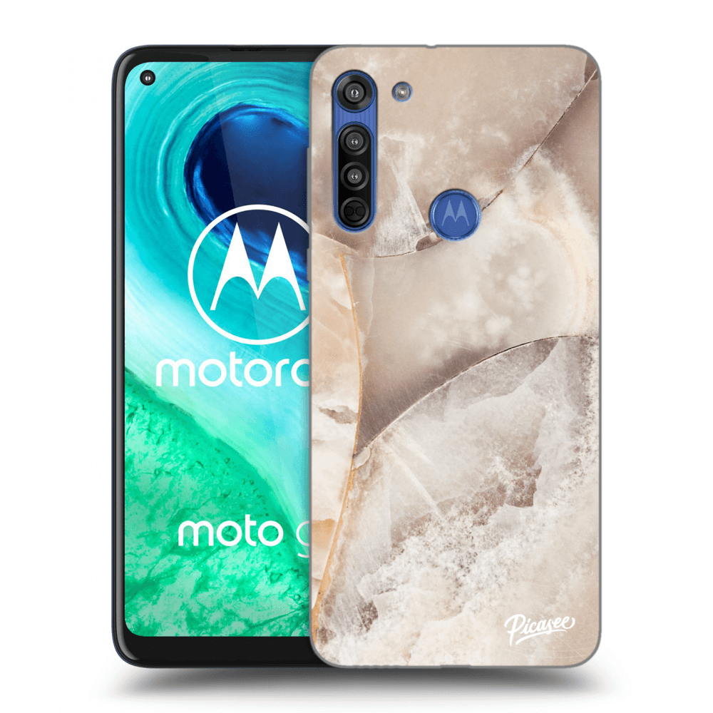 Picasee Motorola Moto G8 Hülle - Transparentes Silikon - Cream marble