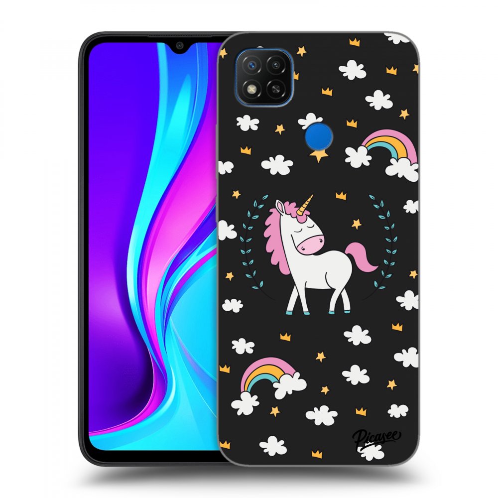 Picasee Xiaomi Redmi 9C Hülle - Schwarzes Silikon - Unicorn star heaven