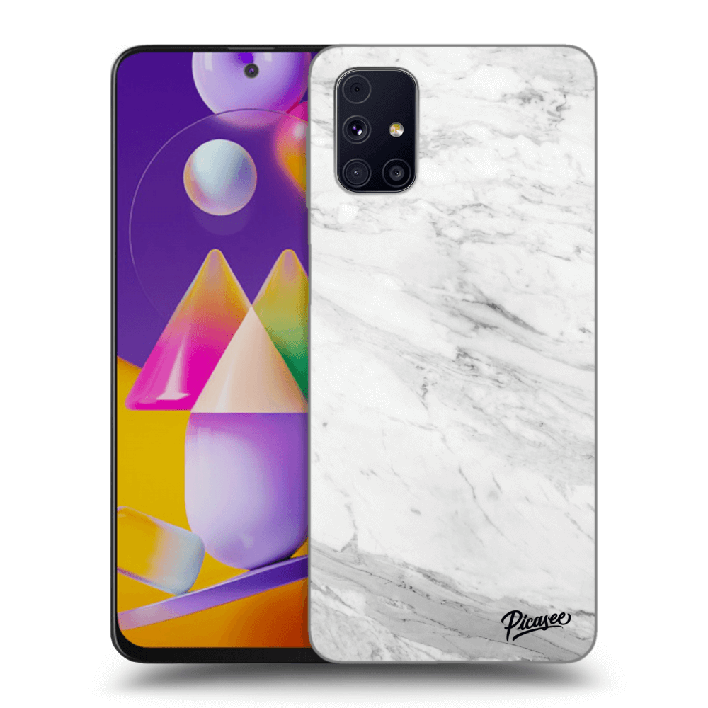 Picasee Samsung Galaxy M31s Hülle - Transparentes Silikon - White marble