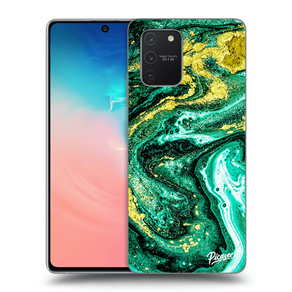 Picasee Samsung Galaxy S10 Lite Hülle - Transparentes Silikon - Green Gold