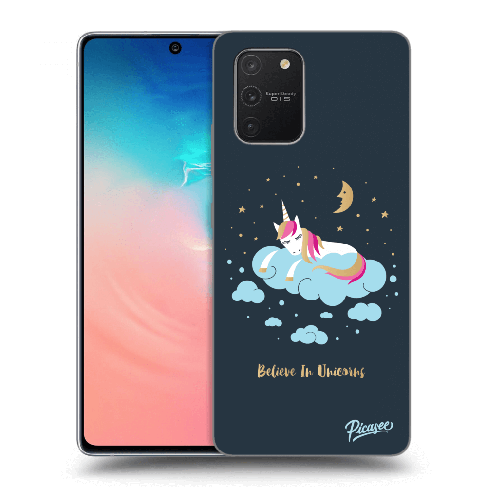 Picasee Samsung Galaxy S10 Lite Hülle - Schwarzes Silikon - Believe In Unicorns