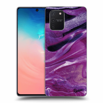 Picasee Samsung Galaxy S10 Lite Hülle - Schwarzes Silikon - Purple glitter