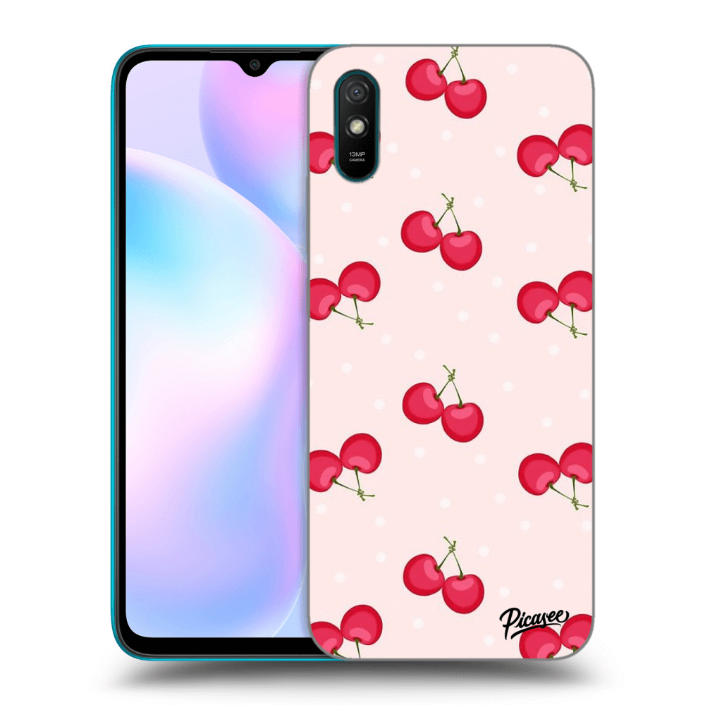 Picasee Xiaomi Redmi 9A Hülle - Schwarzes Silikon - Cherries