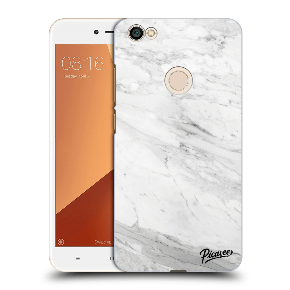 Picasee Xiaomi Redmi Note 5A Prime Hülle - Schwarzer Kunststoff - White marble