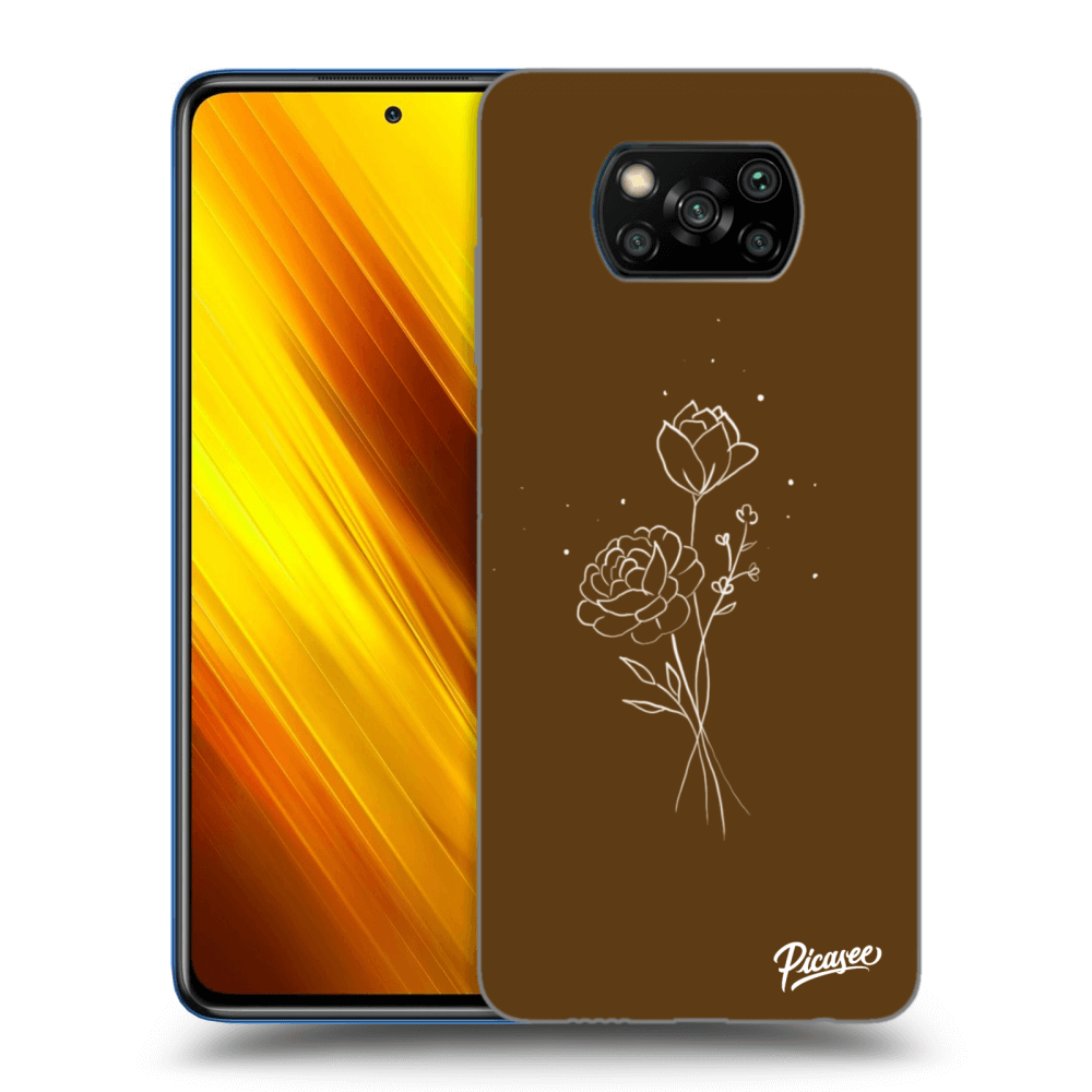 Picasee Xiaomi Poco X3 Hülle - Transparentes Silikon - Brown flowers