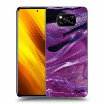 Picasee Xiaomi Poco X3 Hülle - Schwarzes Silikon - Purple glitter
