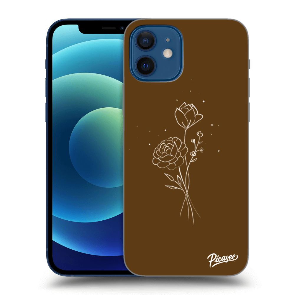 Picasee Apple iPhone 12 Hülle - Transparentes Silikon - Brown flowers