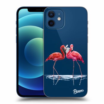 Picasee Apple iPhone 12 Hülle - Transparentes Silikon - Flamingos couple