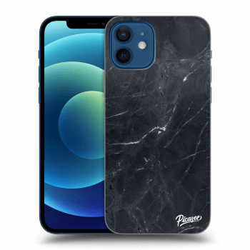 Picasee Apple iPhone 12 Hülle - Schwarzes Silikon - Black marble