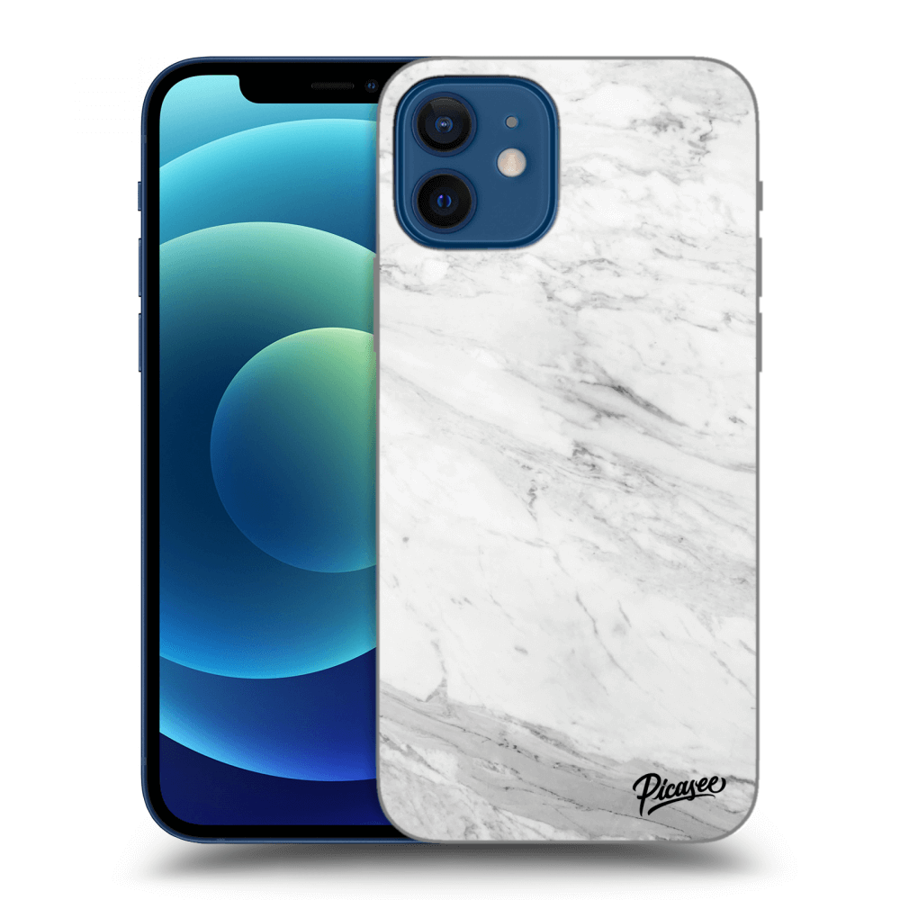 Picasee Apple iPhone 12 Hülle - Transparentes Silikon - White marble