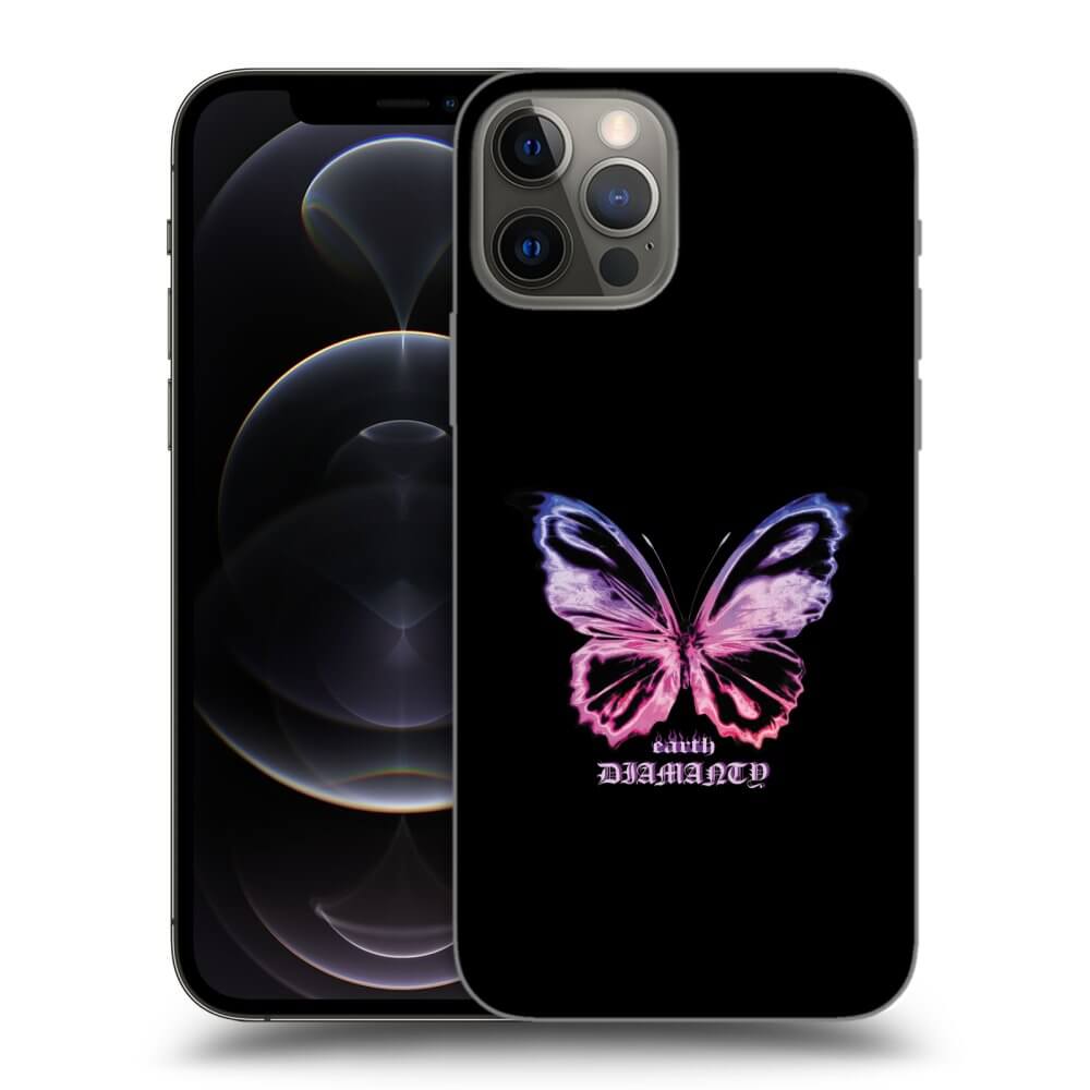 Picasee Apple iPhone 12 Pro Hülle - Schwarzes Silikon - Diamanty Purple