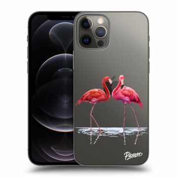 Picasee Apple iPhone 12 Pro Hülle - Transparentes Silikon - Flamingos couple