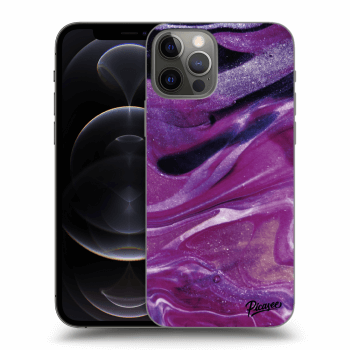 Picasee Apple iPhone 12 Pro Hülle - Schwarzes Silikon - Purple glitter