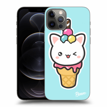 Picasee Apple iPhone 12 Pro Hülle - Schwarzes Silikon - Ice Cream Cat