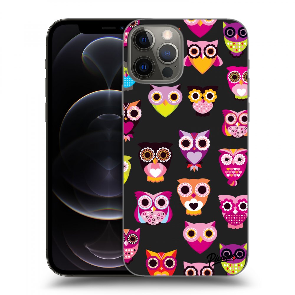 Picasee Apple iPhone 12 Pro Hülle - Schwarzes Silikon - Owls