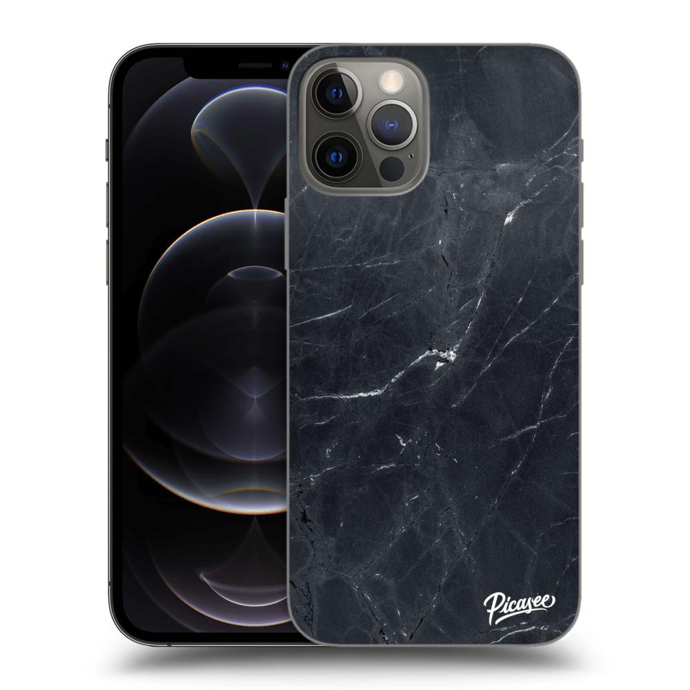 Picasee Apple iPhone 12 Pro Hülle - Schwarzes Silikon - Black marble