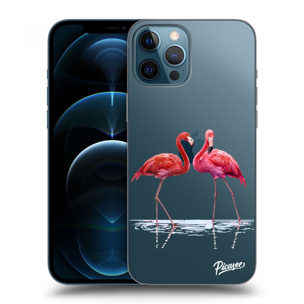 Picasee Apple iPhone 12 Pro Max Hülle - Transparentes Silikon - Flamingos couple