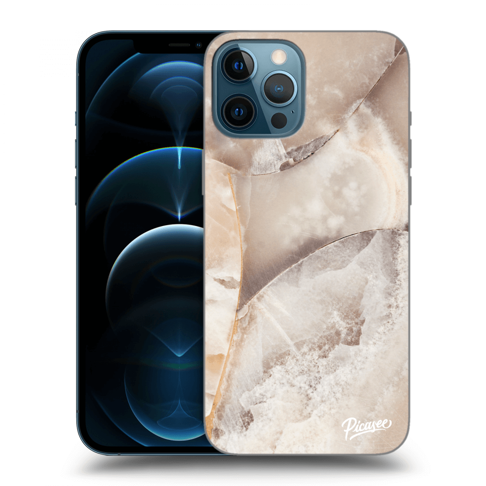 Picasee Apple iPhone 12 Pro Max Hülle - Schwarzes Silikon - Cream marble