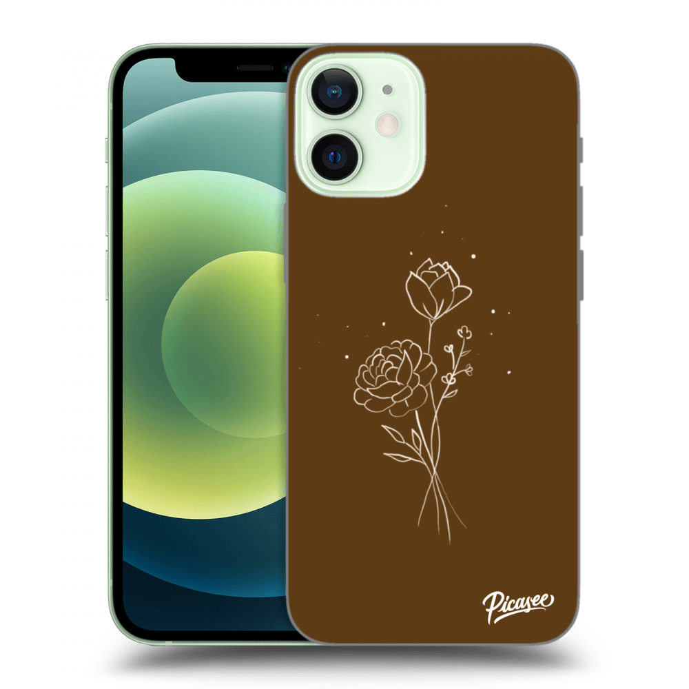 Picasee Apple iPhone 12 mini Hülle - Transparentes Silikon - Brown flowers