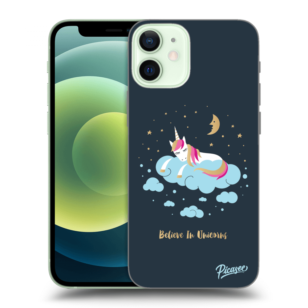 Picasee Apple iPhone 12 mini Hülle - Schwarzes Silikon - Believe In Unicorns